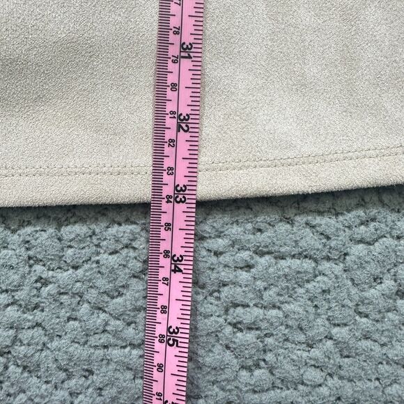 THML Dress Womens Sz.Small Beige Faux Suede V-neck w/Exposed Zipper - Picture 13 of 14